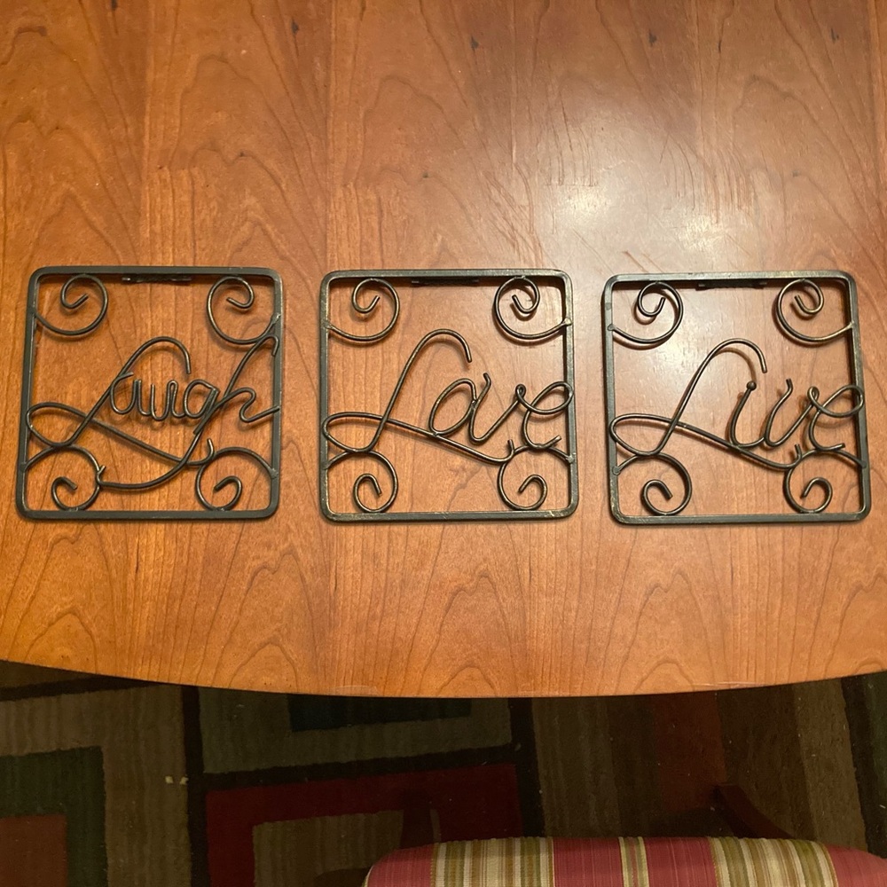 Metal Square Signs - Laugh - Live - Love Set of 3